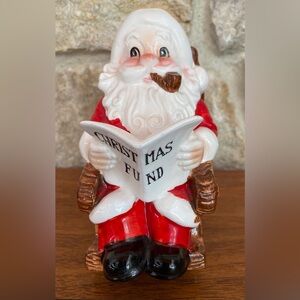 Vintage 1960s Lefton Santa Claus Ceramic Bank Adorable MCM Christmas Decoration